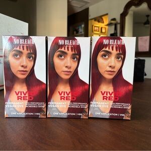 No Bleach London Vivid Red V66 Vegan Permanent Hair Dye SET OF 3